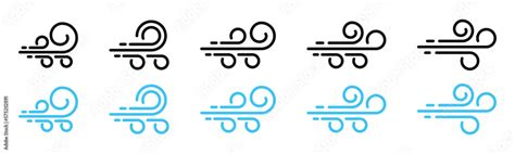 Wind Icon Set Blowing Wind Icons Wind Breeze Symbol For Apps And