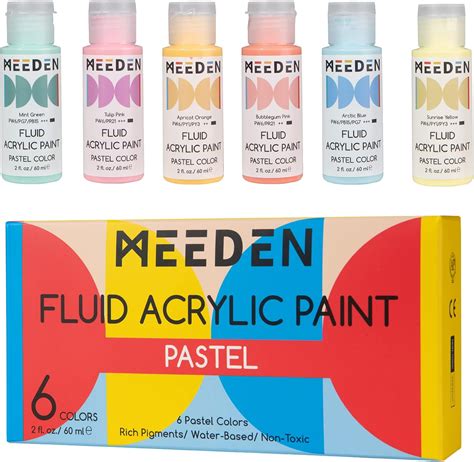 Meeden Fluid Pastel Acrylic Paint Set Vibrant Colors Oz Ml