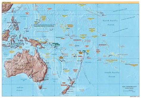 Large political map of Australia and Oceania with relief - 2002 ...