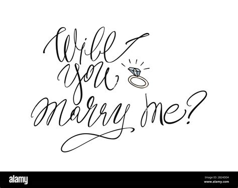 Will You Marry Me Modern Brush Calligraphy Ink Illustration On White