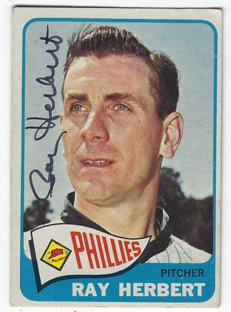 Autographed RAY HERBERT Philadelphia Phillies 1965 Topps Card Main