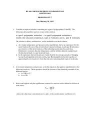 Problem Set Solutions Pdf Be Bioengineering Fundamentals