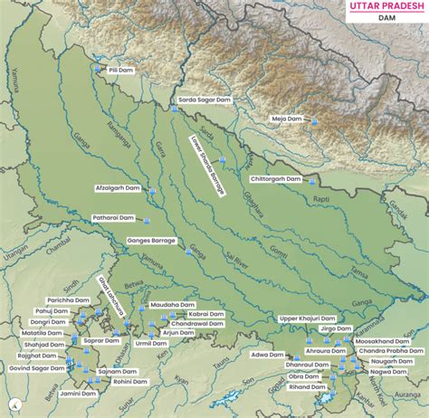 Major Dams in Uttar Pradesh (Map) - UPSC