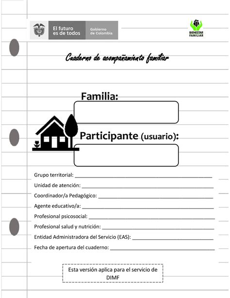 Cuaderno de acompañamiento familiar DIMF Servicio de Desarrollo