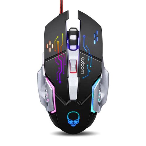 Mouse Gamer Exbom MS G260 7 Botoes RGB 3200 DPI Led Cabo Nylon