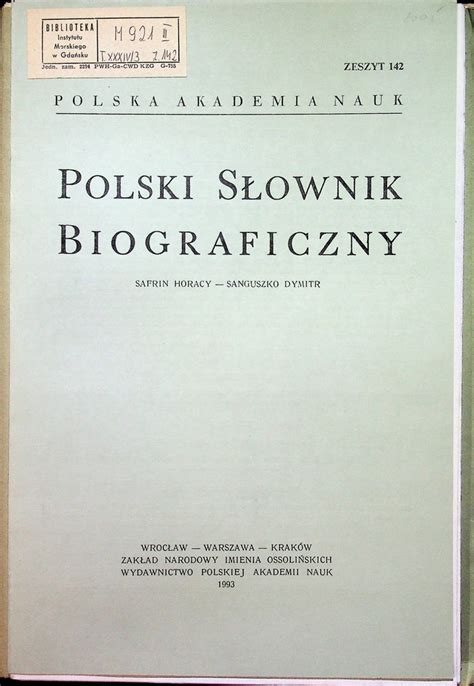 Polski S Ownik Biograficzny Zeszyt Oficjalne