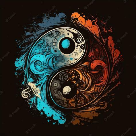 Premium Photo | A colorful yin yang symbol with a swirly background.