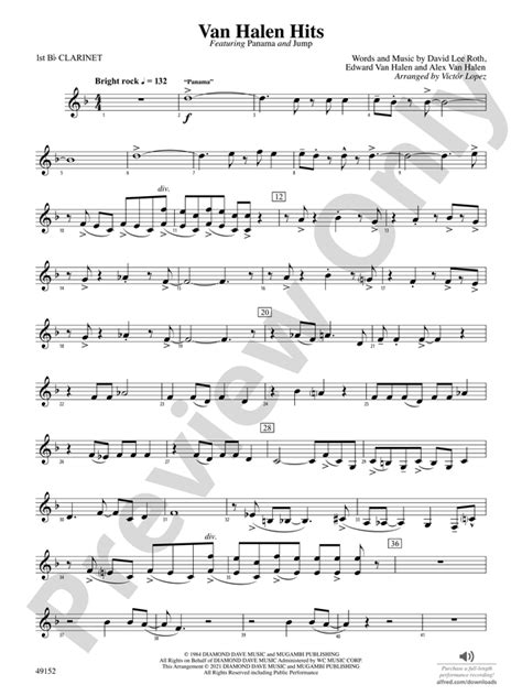 Van Halen Hits 1st B Flat Clarinet 1st B Flat Clarinet Part Digital Sheet Music Download