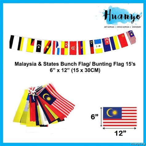 Malaysia And State Flag Bendera Malaysia And Negeri Hand Bunch Bunting Flag Polyester 2x4