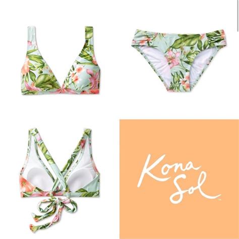 Kona Sol Swim Kona Sol Elongated Triangle Bikini Floral Multicolor