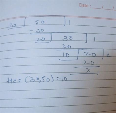 Find The Hcf Of 50 And 30