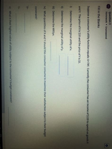 Solved Question 3 Homework Unanswered Fill In The Blanks Chegg