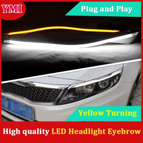 LED Headlight Eyebrow Daytime Running Light White DRL With Yellow Turn