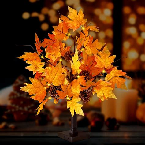 Buy Cke 24 Inch Artificial Fall Tree Lighted Maple Tree Battery Usb