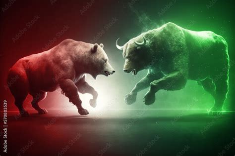 Bull And Bear Fighting Concept Of Stock Market Exchange Or Financial