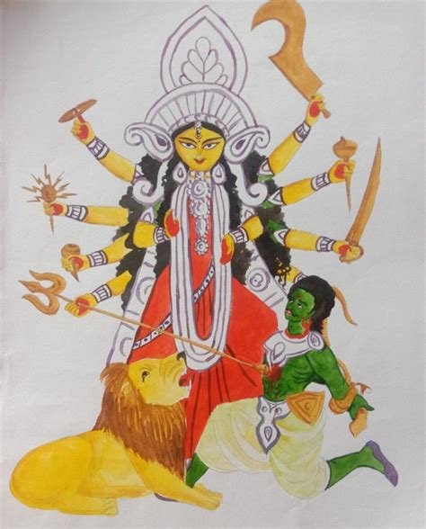 Maa Durga Water Colour | Coloring book art, Art drawings for kids ...