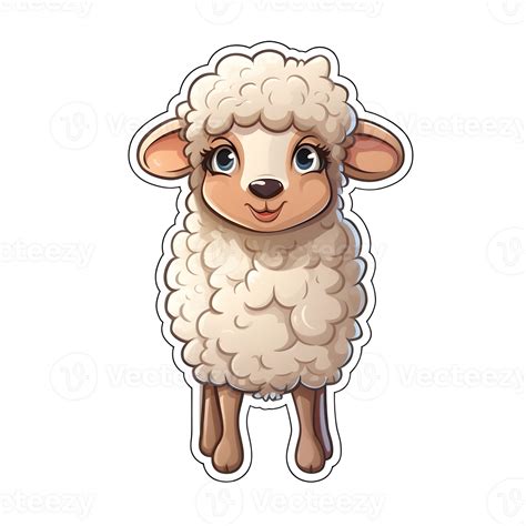 Beautiful And Cute White Sheep Sticker Ai Generated 24806786 Png