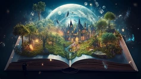 Premium Photo | Fantasy world inside of the book concept of education ...