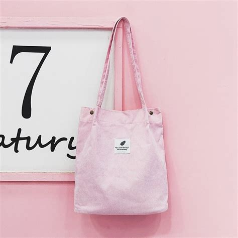 Vrouwen Corduroy Schoudertas Strepen Canvas Handtas Casual Tote