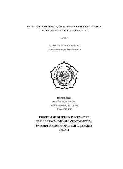 Sistem Aplikasi Penggajian Guru Dan Karyawan Yayasan Al Irsyad Al