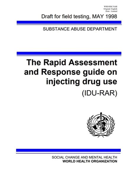 Rapid Assessment And Response Guide On Injecting Drug Use Idu Rar