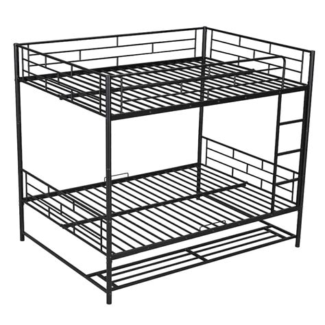 Full Over Full Metal Bunk Bed Frame With Shelf And Guardrails Bed Bath And Beyond 40190864