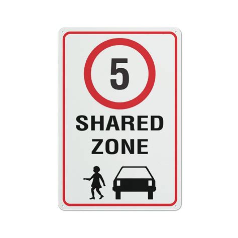 Shared Zone 5km Speed Limit Sign Outdoor Metal Sign 12 X 8 Metal