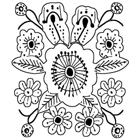 Folk Art Flower Pattern Coloring Page · Creative Fabrica