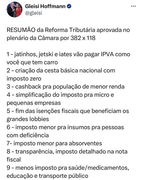 Resumo Da Reforma Tributária Aprovada No Plenário Da Câmara Hoje R