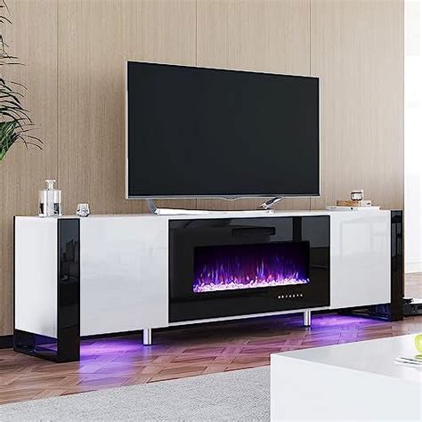 Amerlife Fireplace Tv Stand With Fireplace Modern High Gloss