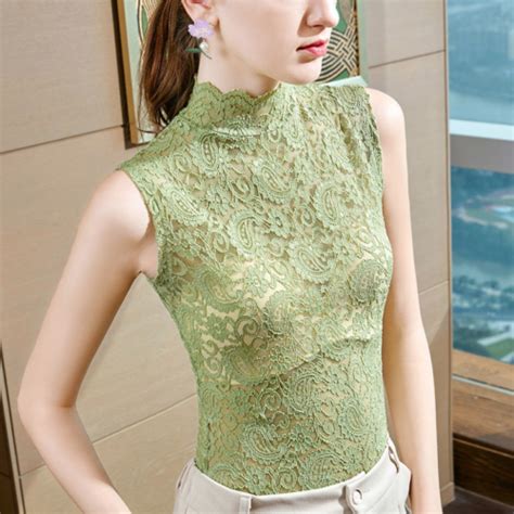 Women Floral Lace Shirt Sleeveless Tops Mesh Hollow Sheer Vest Blouse Retro Ebay