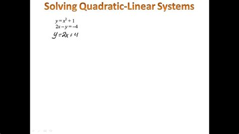 Systems Of Linear And Quadratic Equations