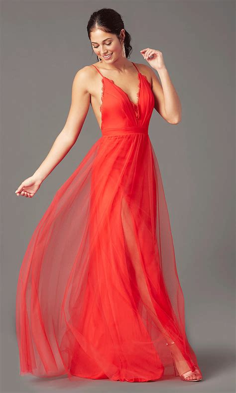 Long Open Back V Neck Formal Prom Dress Promgirl