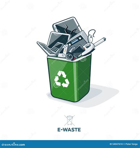 E Waste In Recycling Bin Stock Vector Image