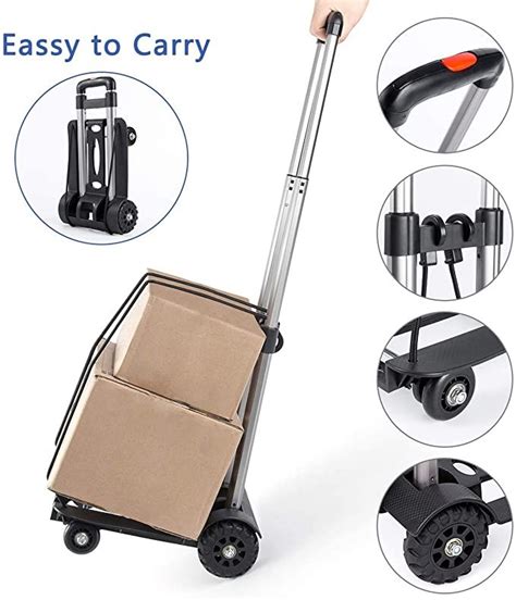 Luggage Cart Folding Hand Trucks, Lightweight Collapsible Portable Hand Cart, Heavy Duty 110 lbs ...