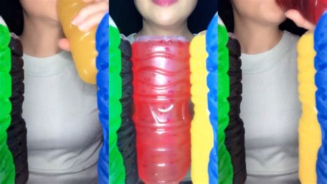 Asmr Drinking Gulping Rainbow Fruit Juice Bottle Water Eating Drink