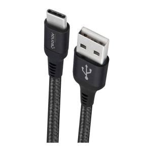 Cabo Usb C Geonav M Usb C Para Usb Nylon Trancada Preto E Cinza