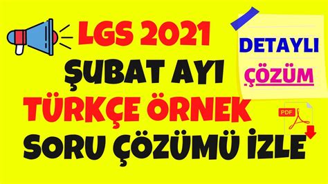 Lgs 2021 Şubat Ayi Örnek Soru Ve ÇÖzÜmlerİ 8 Sinif TÜrkÇe Soru Meb