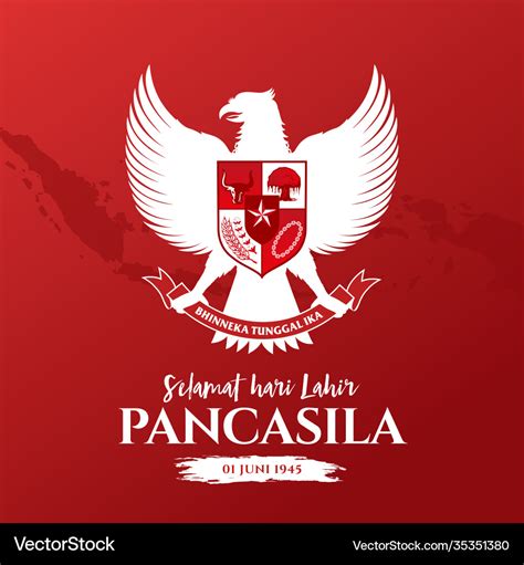 Selamat Hari Lahir Pancasila Translation Happy Vector Image