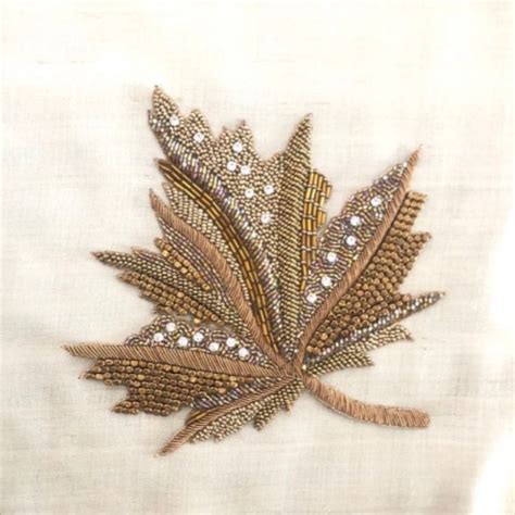 Maple Leaf Gold Zari Applique Leaf Motif Dress Patch Christmas Supply