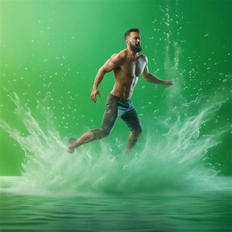 Premium AI Image | A man indulging in the sensation of splashing cold ...