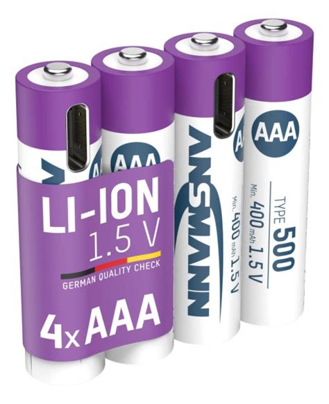 Ansmann Piles Rechargeables Li Ion Micro Aaa 500 Mah