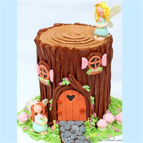 Fairy House Tree Stump Cake Video - My Cake School