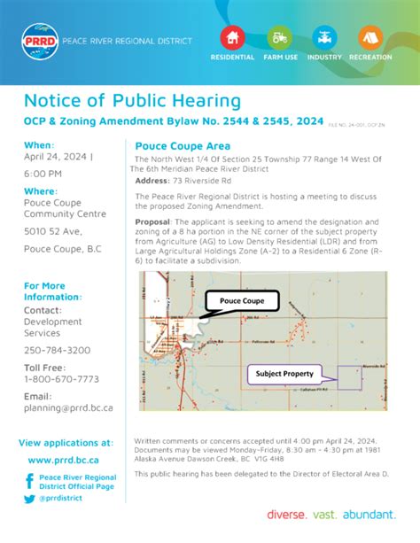 Notice Of Public Hearing For A Proposed OCP And Zoning Bylaw Amendment