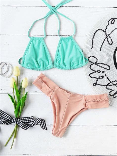 Braided Strap Mix Match Bikini Set Shein Sheinside