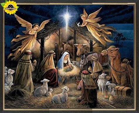 Jesus was born diy diamond painting cross stitch full square diamond embroidery religious people ...