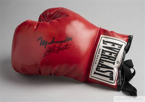 Red Everlast Boxing Glove Autographed By Muhammad Ali And Bob Foster