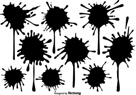 Collection Of Black Paint Splashes For Design Use Abstract Vector