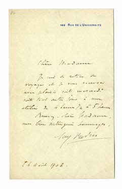 Rodin Auguste Lettera Autografa Firmata Asta Libri Autografi E