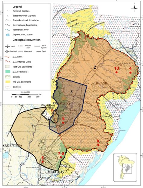 Location Of The Guaraní Aquifer System Boundaries Of Gas Groundwater